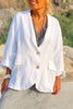 Linen Cotton Blend Long Sleeve Lightweight  Blazer