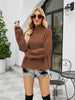 Fashion Solid Color Button Rope Loose Pullover High Neck Knitted Sweater