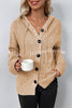 Hooded Single Breasted Drawstring Long Sleeved Top