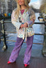 Unique Can Everywhere Patchwork Contrast Print Belted Pocketed Jacket