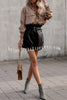 Round Neck Tie Pocket Oversized Shirt