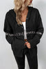 Hooded Single Breasted Drawstring Long Sleeved Top