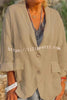 Linen Cotton Blend Long Sleeve Lightweight  Blazer
