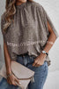 Printed Slit Dolman Sleeve Tie Shirt