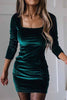 Square Neck Velvet Bodycon Mini Dress