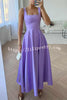 Elegant Lady Square Neck Solid Color Swing Formal Maxi Dress