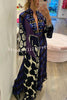 Creative Colorblock Print Long Sleeve Pocketed Shirt Maxi Dress