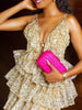 Banquet Spaghetti-Neck Floral Printed Falbala Bordered Maxi Dresses