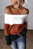 Lovely Chill Color Block Off Shoulder Sweater