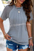 Round Neck Pleated Cutout Short Sleeved Top