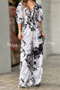 Dolman Sleeved Floral Print Stretch High Rise Maxi Jumpsuit