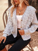 Long Sleeves Buttoned Ruched Embroidered V-Neck Sweater Tops