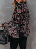 Flared Sleeves Floral Printed Elastics V-Neck Blouses&Shirts Tops