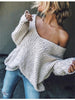 Loose Solid Color V-neck Knitted Sweater