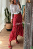 Brickell Printed Elastic Waist Ruffles Tiered High Low Maxi Dress