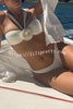 Three Piece Suspender Pleated Three Dimensional Flower Bikini Set