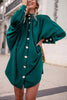 Oversized Button Puff Sleeve Shirt Dress
