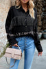 Solid Color Single Breasted Fringed Long Sleeve Shirt