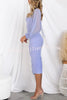 Iconic Crush Ruched Long Balloon Sleeve Mesh Overlay Midi Dress