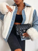 Fashion Contrast Color Buttoned Lambskin Warmth Jacket