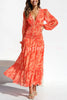 Lorinda Multi Print Smocked Waist Long Sleeve Tiered Maxi Dress