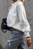 Round Neck Tie Pocket Oversized Shirt