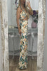 Vickee Tropical Fruit Print Back Smocked Ruffle Tank and High Rise Flare Pants Set
