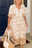 V Neck Floral Print Elastic Waist Maxi Dress