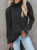 Casual Loose Knit Sweater with High Collar and Long Sleeve In Solid Color
