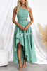 Ruisa Cotton Blend One Shouder Cutout Asymmetrical High Low Maxi Dress