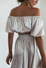 Satin Off Shoulder Skirt Set