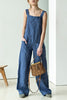 Square Neck Pockets Dungarees Jumpsuits