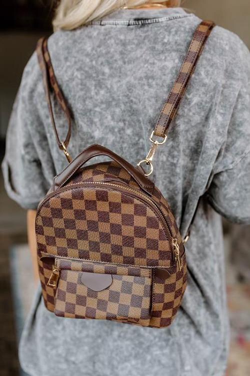 Brown LV Checker Mini Backpack