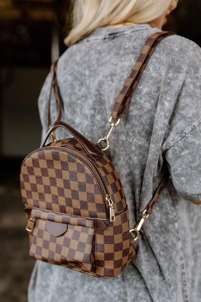 Luxe Checkered Mini Backpack