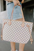 Check Tote Handbag with Clutch Wallet