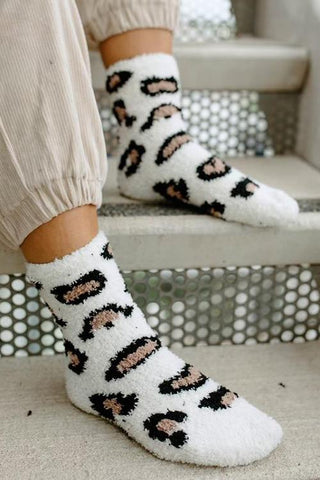 Leopard Pattern Coral Fleece Socks
