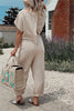 Slit Back Solid Drawstring Jumpsuit