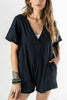 Deep V Neck Solid Color Romper
