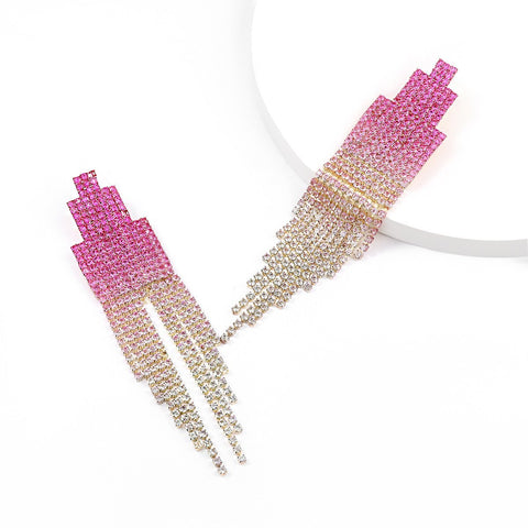 Pattern gradient color rhinestone earings