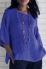 Linen Half Sleeve O Neck Loose Blouse