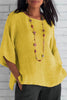 Linen Half Sleeve O Neck Loose Blouse
