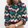 Color block lace-up print top
