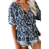 Chiffon wrap printed waist tie up shirt