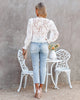 White lace slim v-neck top