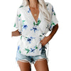 Chiffon wrap printed waist tie up shirt