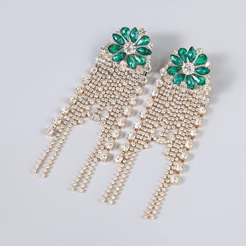 Chic rhinestone fringe earings