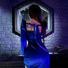 Square neck velvet sheath dress