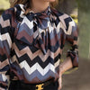 Color block lace-up print top