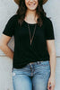 Solid U Neck Short Sleeve T Shirt