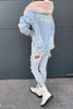 Fake Fur Collar Denim Coat